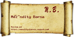 Mándity Barna névjegykártya